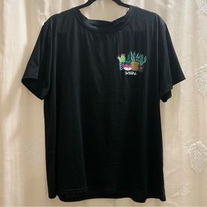 Black T-Shirt with Small Cactus Plants Design